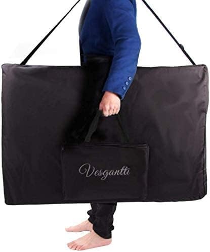 Vesgantti Portable Massage Bed Table - 3-Section Aluminum Foldable Beauty Couch for Reiki Therapy Treatment Salon Healing - Metal Headrest Support/with Carry Bag (Black)