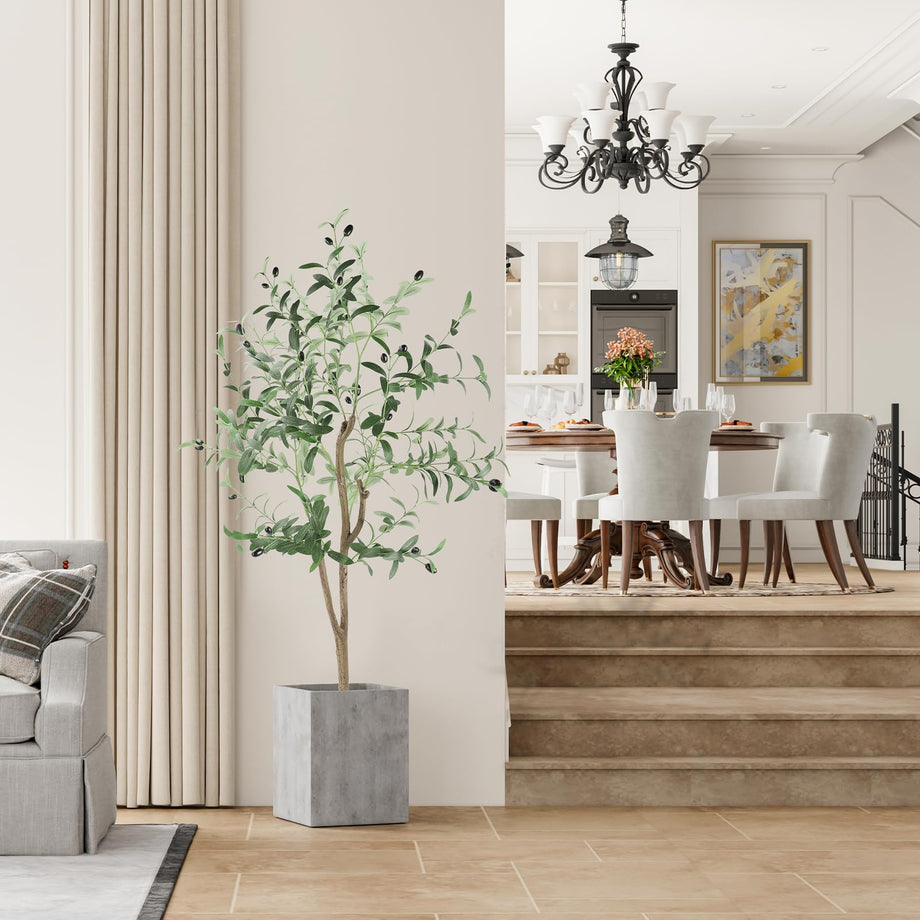 YOLEO 4FT Artificial Olive Tree Tall Faux Silk Olive Plant Lifelike Fake Tree for Home Office Indoor Decor (Style 1)