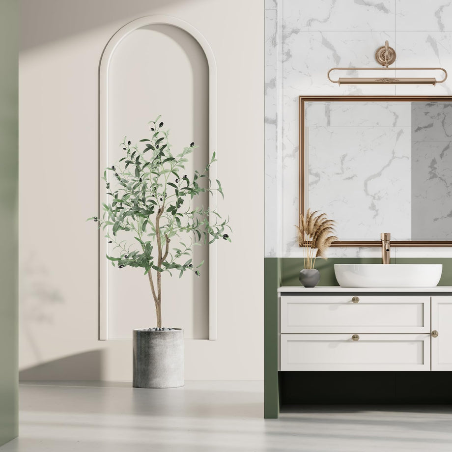 YOLEO 4FT Artificial Olive Tree Tall Faux Silk Olive Plant Lifelike Fake Tree for Home Office Indoor Decor (Style 1)