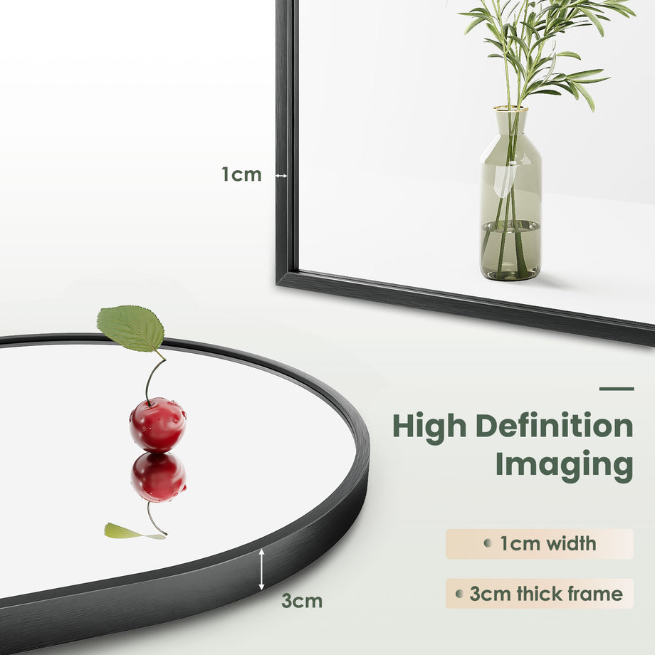 Dripex Arched Mirror, 75 x 50cm/90 x 60cm Wall-Mounted or Leaning, Pre-Fitted Holes & Fixing Kit, for Bathroom, Living Room & Bedroom