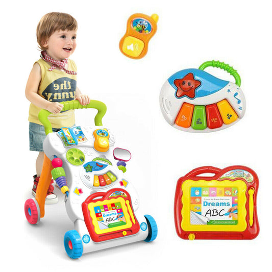 Interactive Baby Walker First Steps Push Along Bouncer Activity Music Melody Toy
