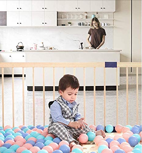 Dripex 204 x 104cm Wooden Baby Playpen, 6 Panels Large Play Fence for Toddlers, Kids Hexagonal Rectangle Activity Center Safety Play Yard with Lockable Door for Indoor and Outdoor (100cm x 6 Panels)