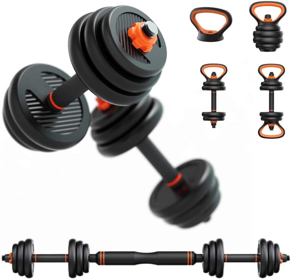 Adjustable Dumbbell Barbell Weight Pair Free Weighs 4 1 Set Non Slip Neoprene Hand Perfect Male Female Fitness at Home Office Gym