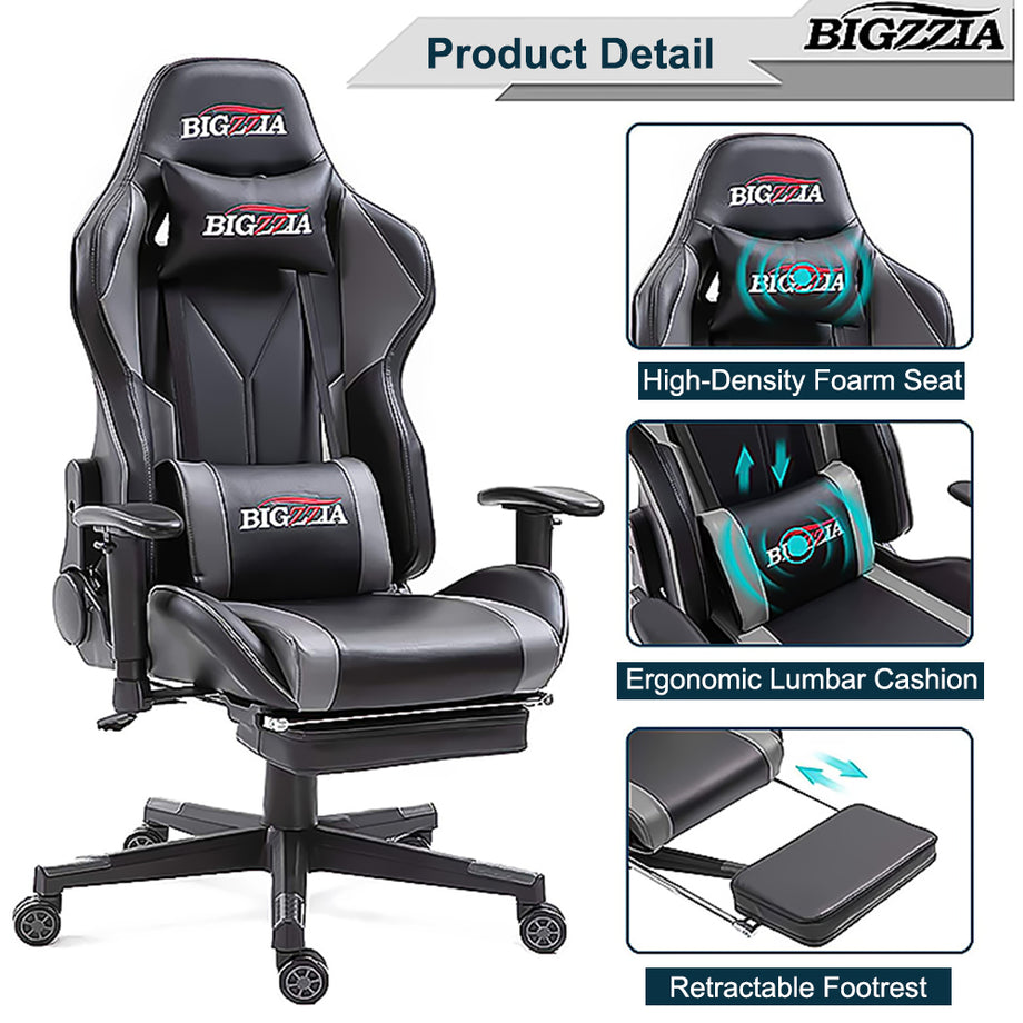 Bigzzia Gaming Chair - Ergonomic Office Chair (with footrest)
