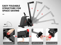 Dripex Foldable Rowing Machine Magnetic Rower with 16 Level Adjustable Resistances for Home use