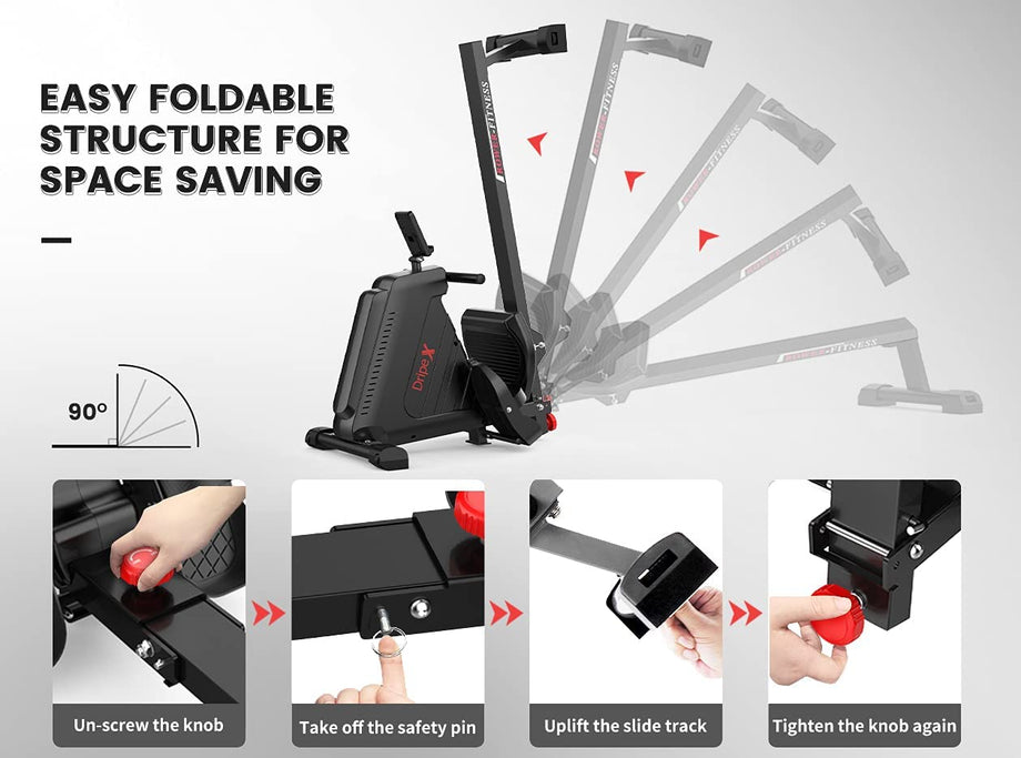 Dripex Foldable Rowing Machine Magnetic Rower with 16 Level Adjustable Resistances for Home use