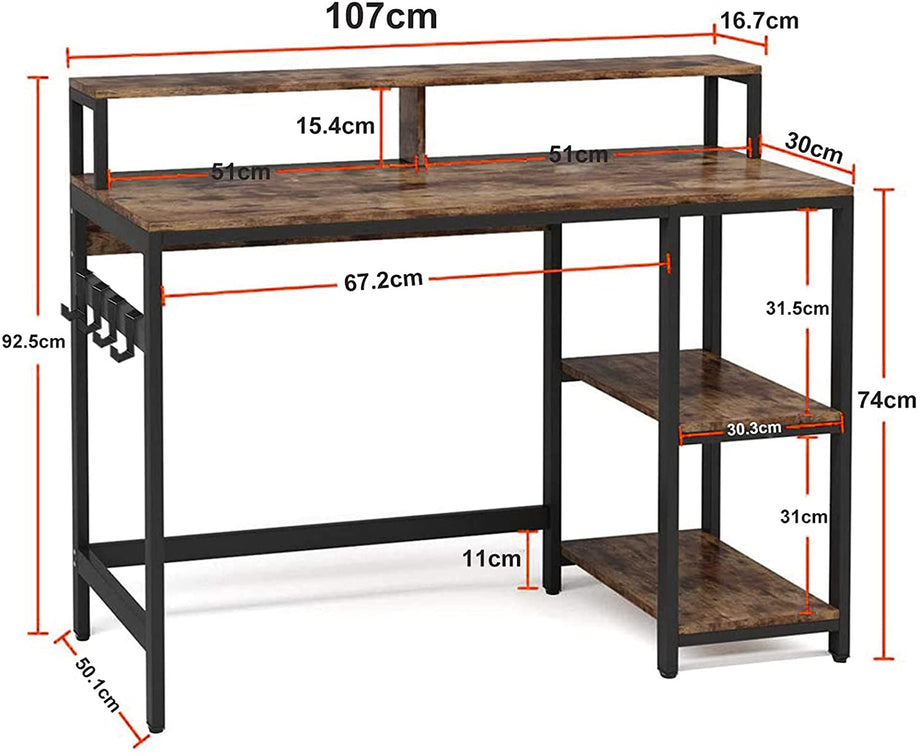 Dripex Computer Desk with Storage Shelves Monitor Stand