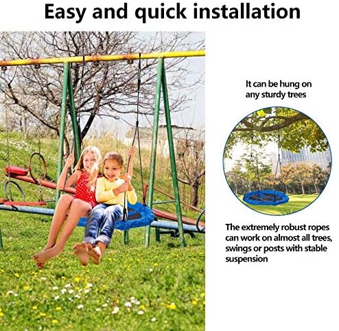 Dripex Nest Swing Children's Swing Tree Swing Seat Round swing for Outdoor Backyard Garden, Oxford, Blue, Up to 150 kg, 100 CM
