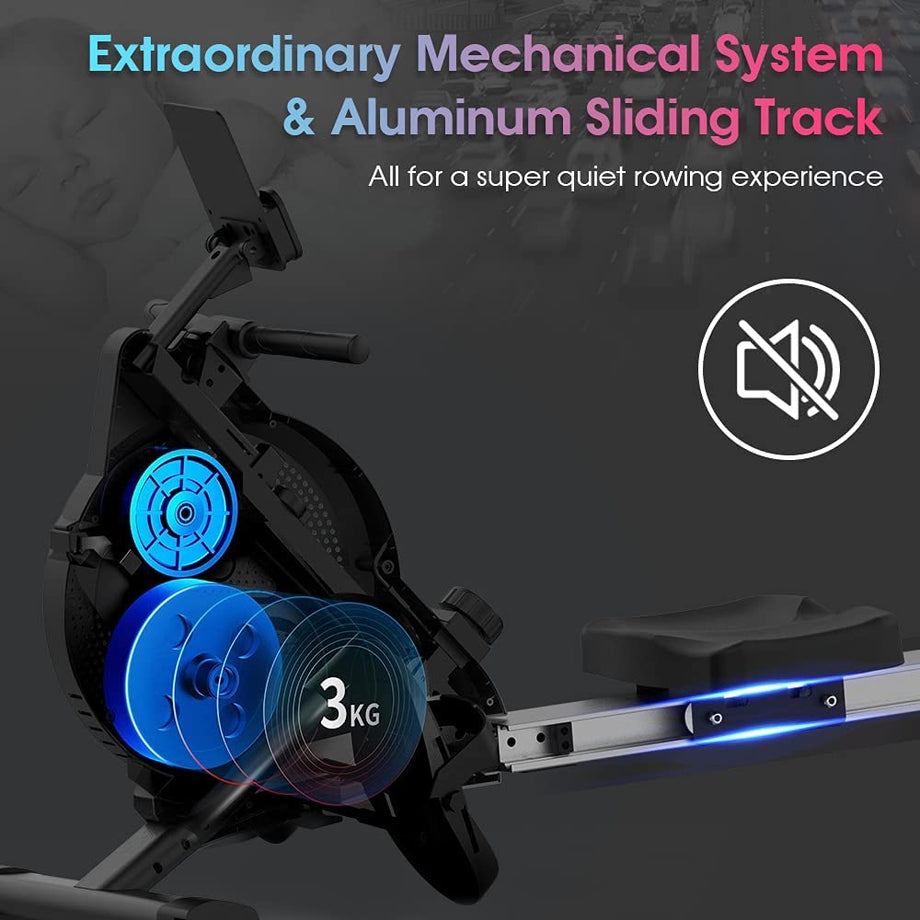 Dripex Magnetic Rowing Machine for Home Use & Cardio Training Rower with Aluminum Slide Rail, 16 Adjustable Resistance & LCD Monitor (2021 Upgrade Version)