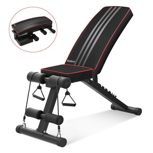 YOLEO Adjustable Weight Bench - Foldable Workout AB Bench for Home Gym, Incline/Decline/Flat Perfect for Bench Press, Sit-ups, Leg Lifts, Full Body Fitness