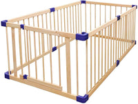 Dripex 204 x 104cm Wooden Baby Playpen, 6 Panels Large Play Fence for Toddlers, Kids Hexagonal Rectangle Activity Center Safety Play Yard with Lockable Door for Indoor and Outdoor (100cm x 6 Panels)