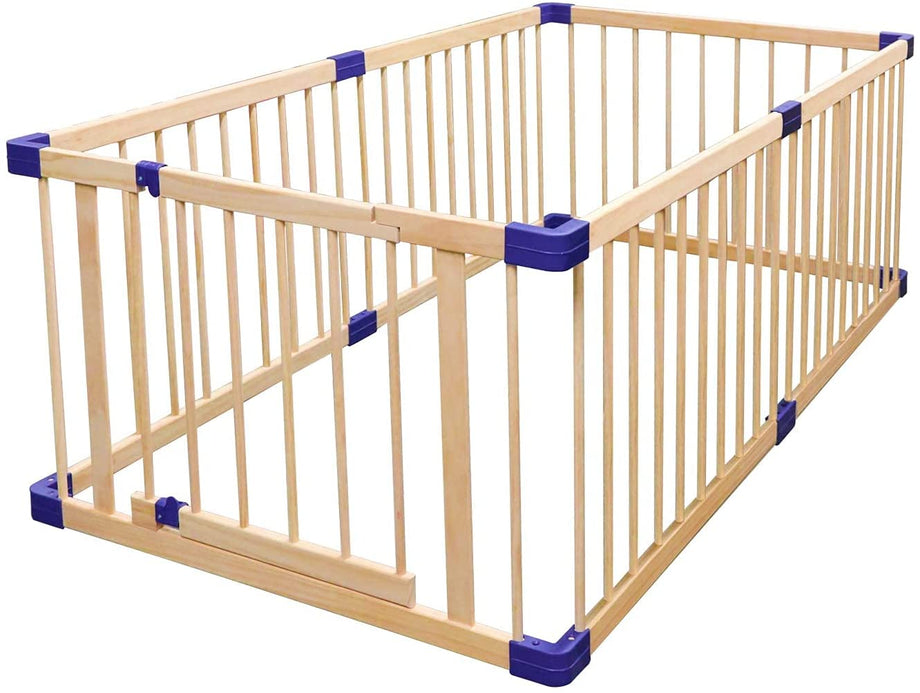 Dripex 204 x 104cm Wooden Baby Playpen, 6 Panels Large Play Fence for Toddlers, Kids Hexagonal Rectangle Activity Center Safety Play Yard with Lockable Door for Indoor and Outdoor (100cm x 6 Panels)