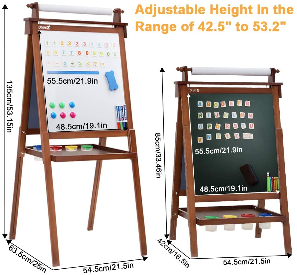 Dripex Kids Easel Double Sided Painting Chalkboard and Magnetic