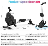 Dripex Magnetic Rowing Machine for Home Use & Cardio Training Rower with Aluminum Slide Rail, 16 Adjustable Resistance & LCD Monitor (2021 Upgrade Version)