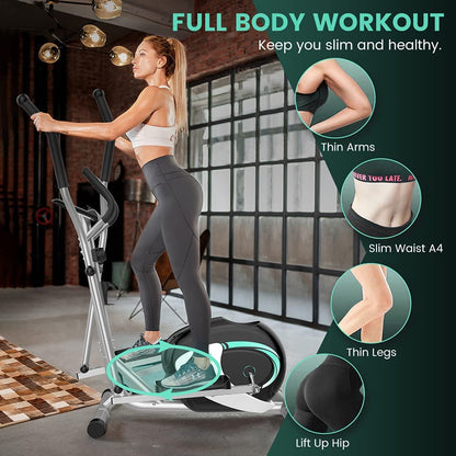 Dripex Elliptical Cross Trainer (2021 New Version), 8 Level Magnetic Resistance Elliptical Machine for Home Use w/ 6KG Flywheel, Pulse Rate Grips, LCD Monitor, iPad & Bottle Holder
