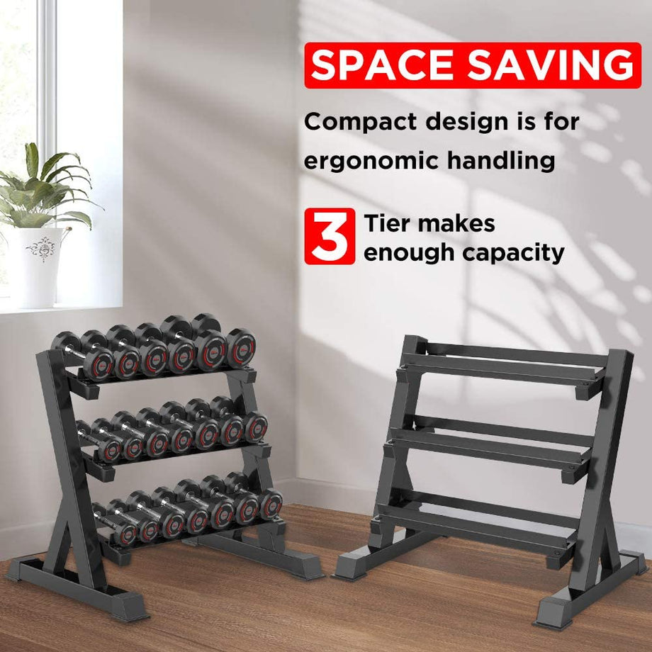 Dripex 3 Tier Heavy Duty Dumbbell Rack for Home Gym Weight Rack Dumbbell Storage Stand Holder