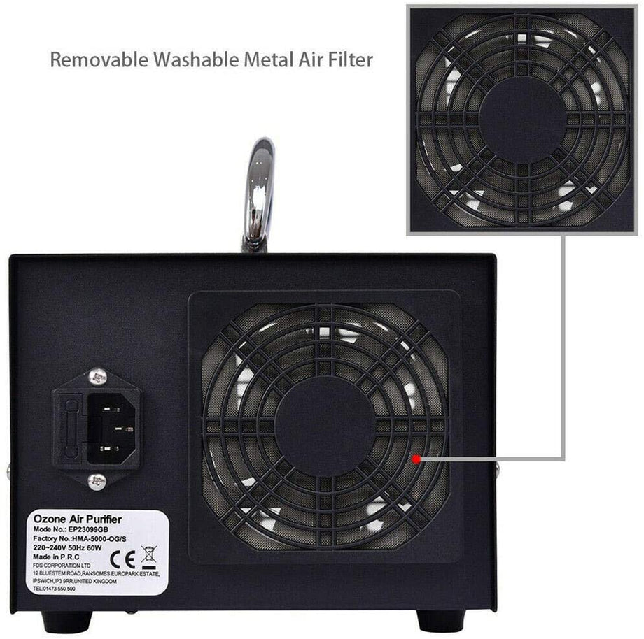 Iropro Commercial Ozone Generator 5000mg Industrial O3 Air Purifier High Capacity Deodorizer Sterilizer Machine for Rooms Smoke Cars and Pets