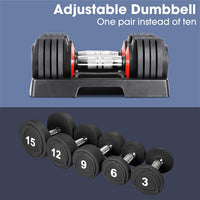 Dripex 10-level Adjustable Dumbbells Fast Adjust Weight by Turning Handle for Full Body Workout Fitness
