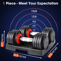 Dripex 10-level Adjustable Dumbbells Fast Adjust Weight by Turning Handle for Full Body Workout Fitness