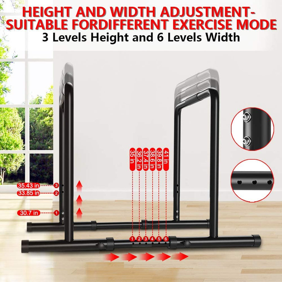 Yoleo Adjustable Dip Bar- 500lbs