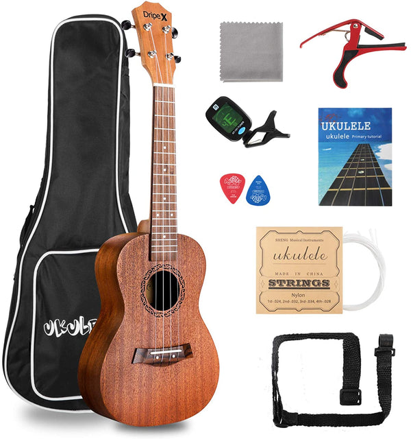 Dripex Soprano Ukulele 23 Inch with Beginner Kit