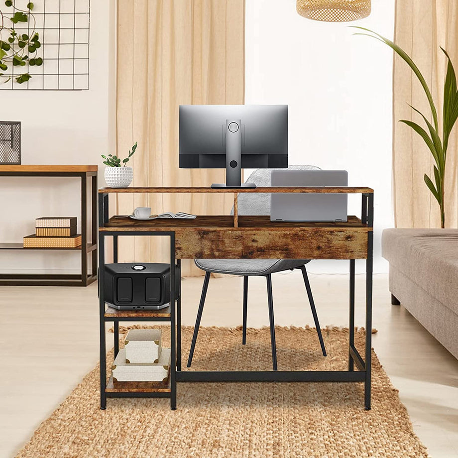 Dripex Computer Desk with Storage Shelves Monitor Stand