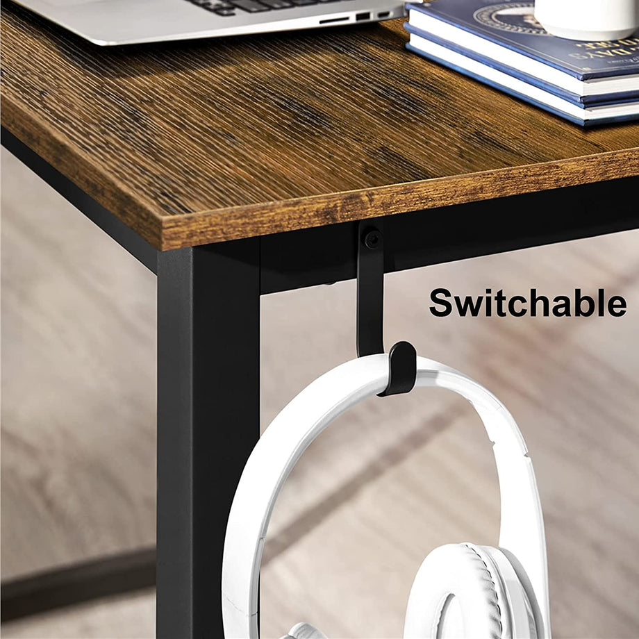 Dripex Computer Desk Industrial Writing Desk with Monitor Stand 47in Computer PC Laptop Table with Storage Bag and Hook for Home Office