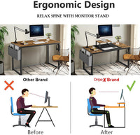 Dripex Computer Desk Industrial Writing Desk with Monitor Stand 47in Computer PC Laptop Table with Storage Bag and Hook for Home Office