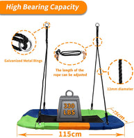 Dripex Nest Swing Children's Swing Tree Swing Seat Square Swing for Outdoor Backyard Garden, Oxford, Multicolor, Up to 150 kg, Long 115cm, Width 75cm