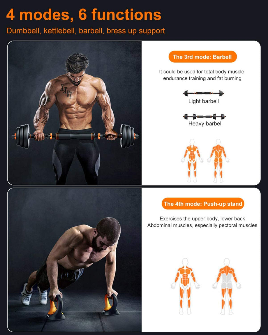 Dripex Adjustable Dumbbell Barbell Weight Pair (2021 New Version)- Free Weighs 4-In-1 Set with Non-Slip Neoprene Hand, Perfect for Male and Female Fitness at Home and Office Gym-10KG