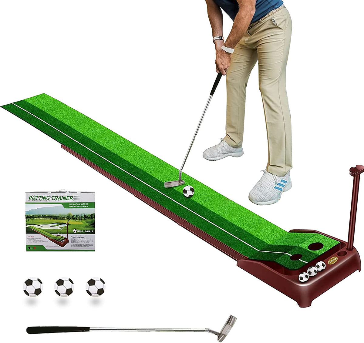 YOLEO Putting Mat - Golf Mat with 3 Balls Free & Auto Ball Return Syst ...