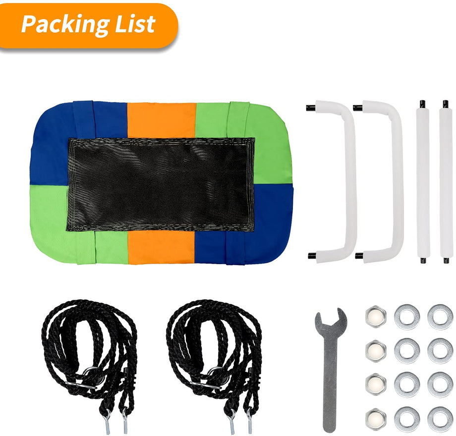 Dripex Nest Swing Children's Swing Tree Swing Seat Square Swing for Outdoor Backyard Garden, Oxford, Multicolor, Up to 150 kg, Long 115cm, Width 75cm