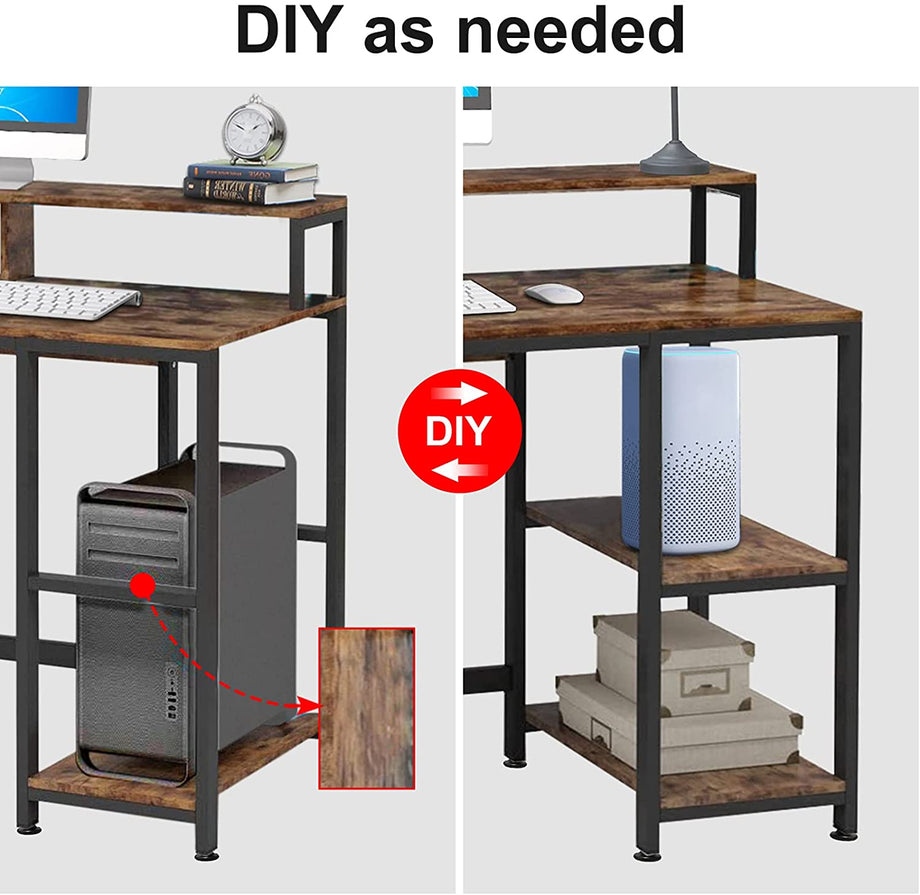 Dripex Computer Desk with Storage Shelves Monitor Stand