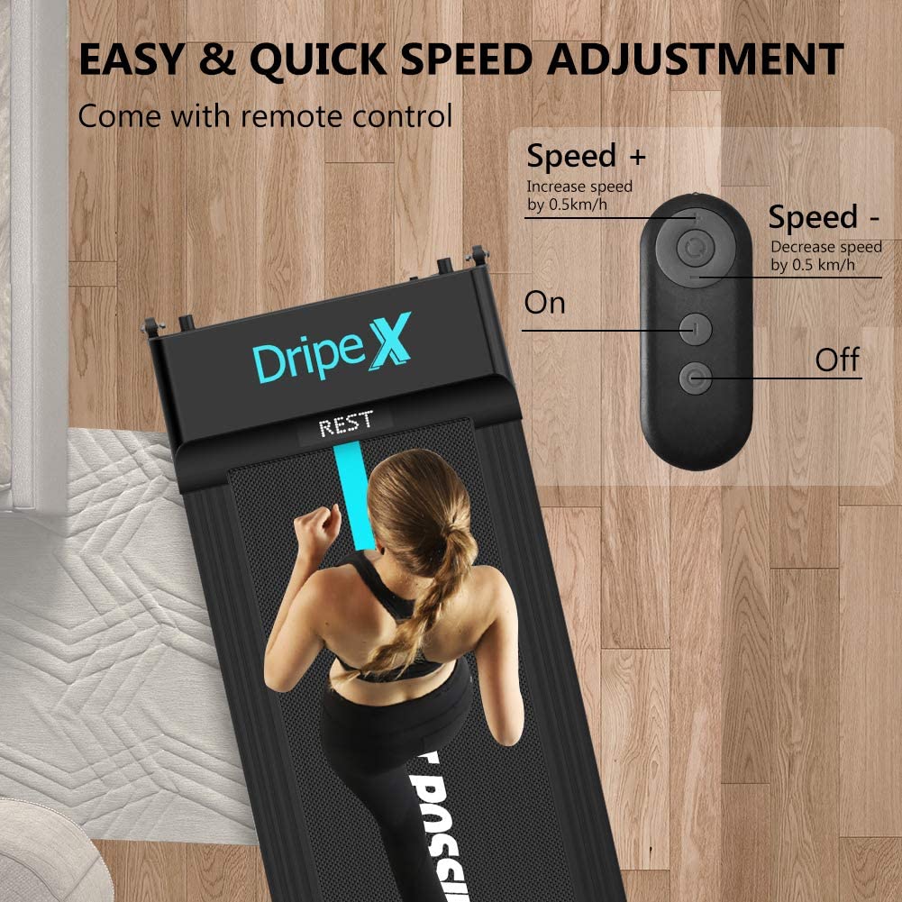 Dripex Under-Desk Treadmill with Remote Control, 1-6KM/H Adjustable Speed, 500W Motor, LCD Screen