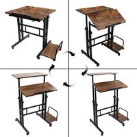 Dripex Sit-Stand Desk Height-Adjustable Computer Desk Rolling Mobile Office Writing Table Riser Standing Workstation with Wheels for Home Office