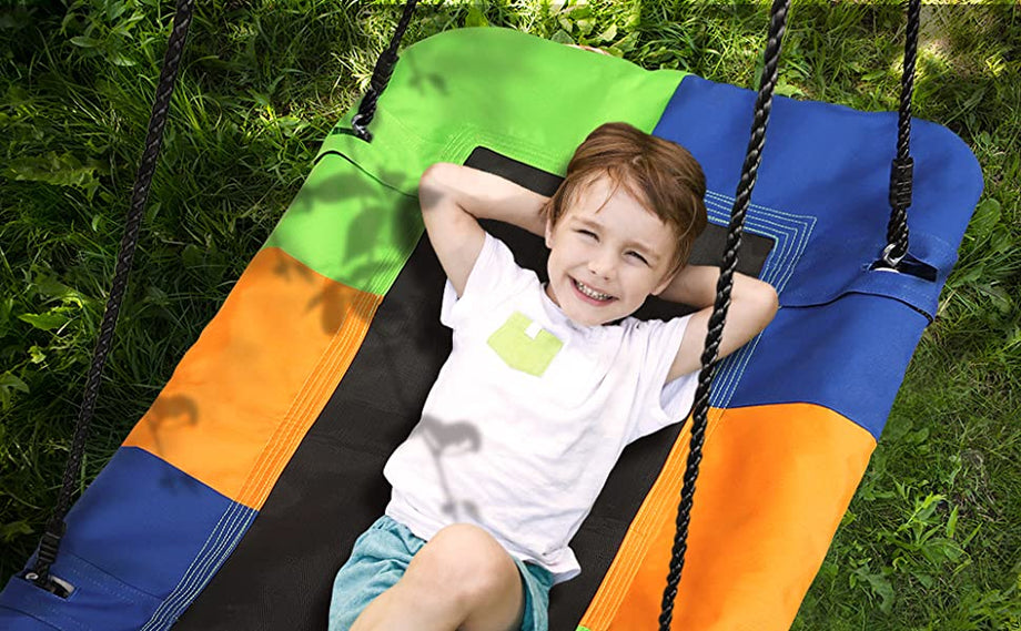 Dripex Nest Swing Children's Swing Tree Swing Seat Square Swing for Outdoor Backyard Garden, Oxford, Multicolor, Up to 150 kg, Long 115cm, Width 75cm