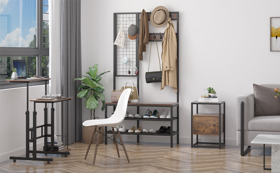 Dripex Sit-Stand Desk Height-Adjustable Computer Desk Rolling Mobile Office Writing Table Riser Standing Workstation with Wheels for Home Office