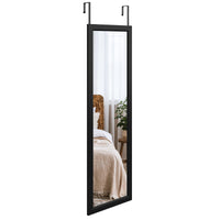Dripex Over Door Mirror Full Length, 110 x 33cm Wall Mounted Mirror Door Hung Mirror for Bathroom/Bedroom/Wardrobe - Toughened Glass, Black