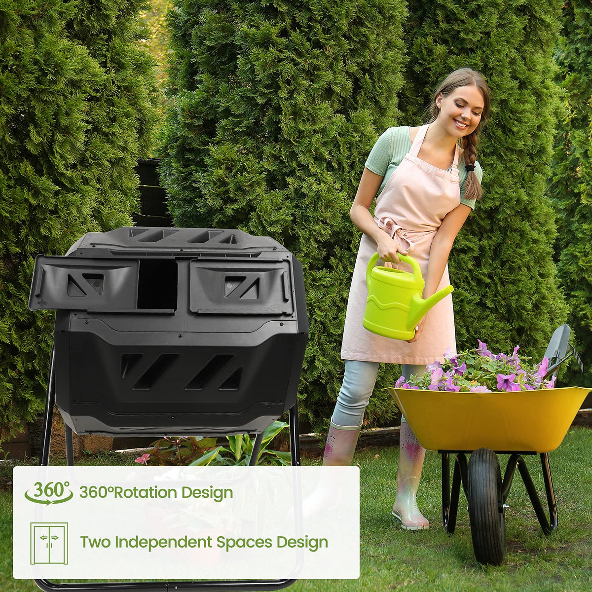 Dripex Garden Composter, Dual Chamber Tumbling Composter, 160 l Compos ...