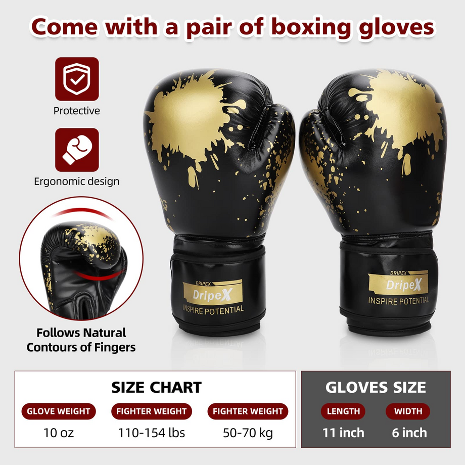 Dripex Speed Punch Ball with Adjustable Height Stand, Punching Bag with Boxing Gloves - Great for Boxing Equipment, MMA Training, Stress Fitness & Relief for Adults, Teens & Kids