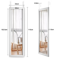 Dripex Over Door Mirror Full Length, 110 x 33cm Wall Mounted Mirror Door Hung Mirror for Bathroom/Bedroom/Wardrobe - Toughened Glass, Black