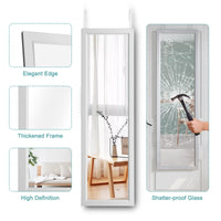 Dripex Over Door Mirror Full Length, 110 x 33cm Wall Mounted Mirror Door Hung Mirror for Bathroom/Bedroom/Wardrobe - Toughened Glass, Black