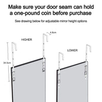 Dripex Over Door Mirror Full Length, 110 x 33cm Wall Mounted Mirror Door Hung Mirror for Bathroom/Bedroom/Wardrobe - Toughened Glass, Black