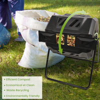 Dripex Garden Composter, Dual Chamber Tumbling Composter, 160 l Composters Rotating Tumbling Large Compost Bins Outdoor ,BPA Free, Create Fertile Soil, Aerating Compost Tumbler Bin, Black