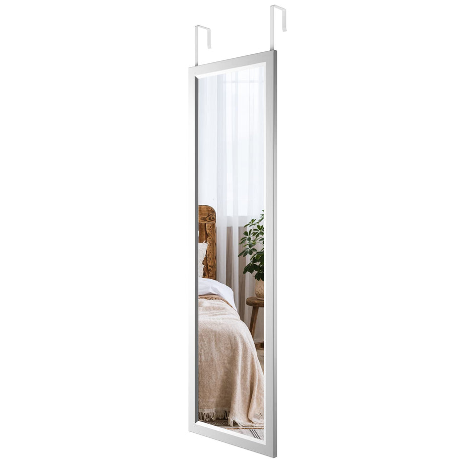 Dripex Over Door Mirror Full Length, 110 x 33cm Wall Mounted Mirror Door Hung Mirror for Bathroom/Bedroom/Wardrobe - Toughened Glass, Black