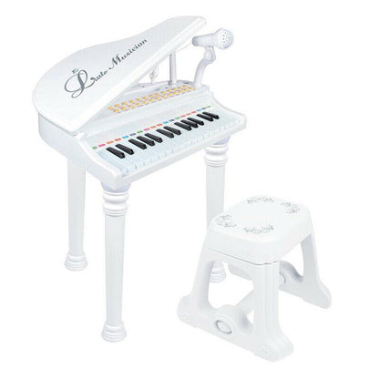 31 Key Princess Grand Piano Toy for Kids Boy Girl Children w/ Stool & Microphone