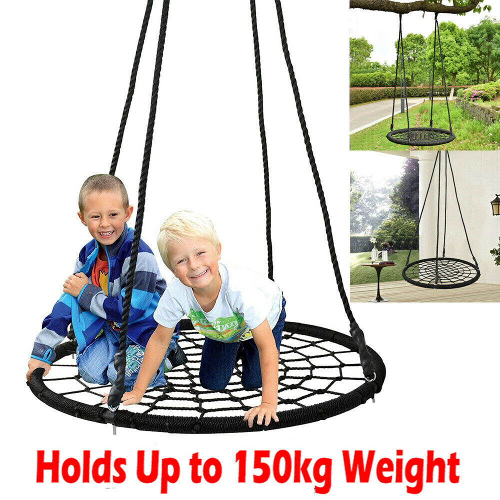 60cm Giant Nest Web Rope Hanging Tree Kids Swing Seat Round Backyard Playground