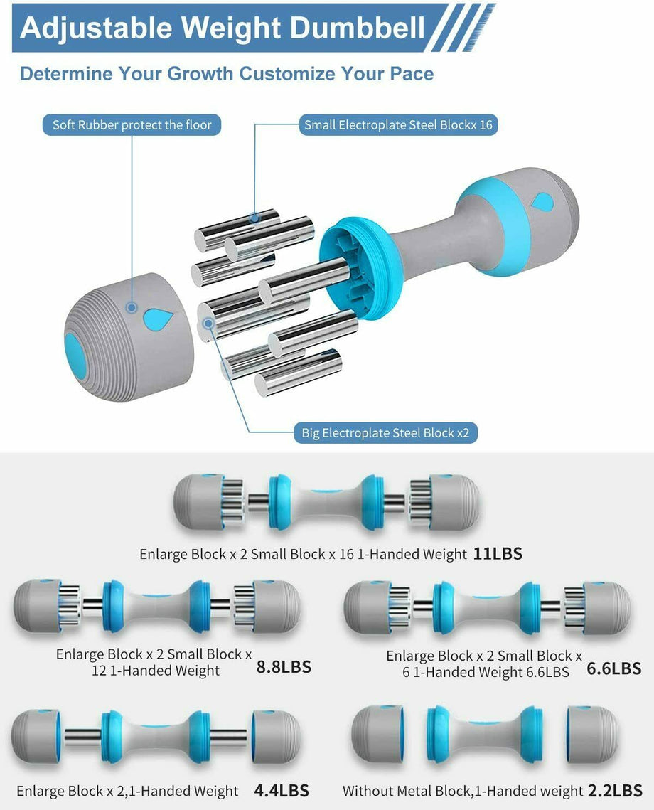 Dumbbell Weights Set Adjustable Barbell Bar 4KG/10KG for Home Gym Yoga Fitness
