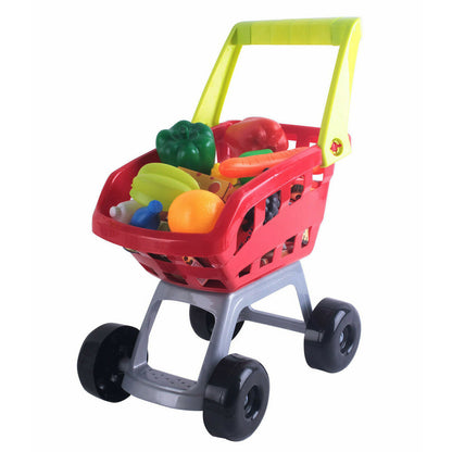 Kids Play Set Children Pretend Role Play Set Supermarket Shop Trolley & Food Toy